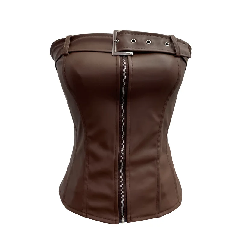 Uveng Real Shooting Spice Girls High-End Pu Leather Tector Locomotive Wind Wrapped Bra Vest Sleeveless Top Tide 1986