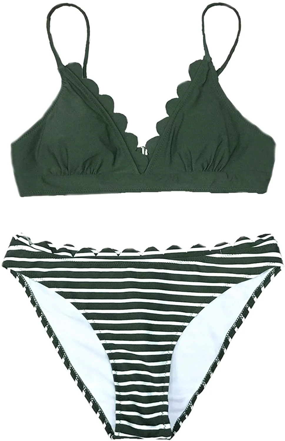 Women's Scalloped Trim in The Moment Bikini (XX-Large Green/White)