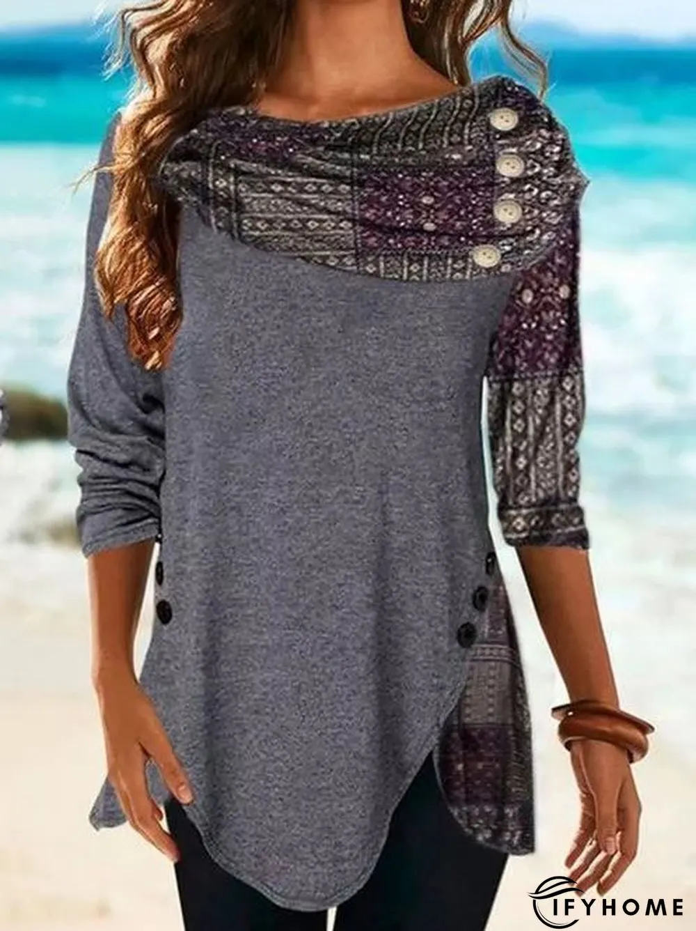 Striped Crew Neck Casual Loose Sweatshirt | IFYHOME