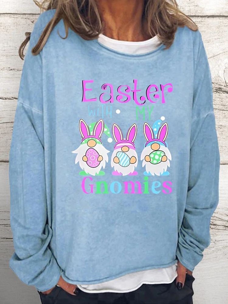 Easter With My Gnomies Women Loose Sweatshirt-0025125