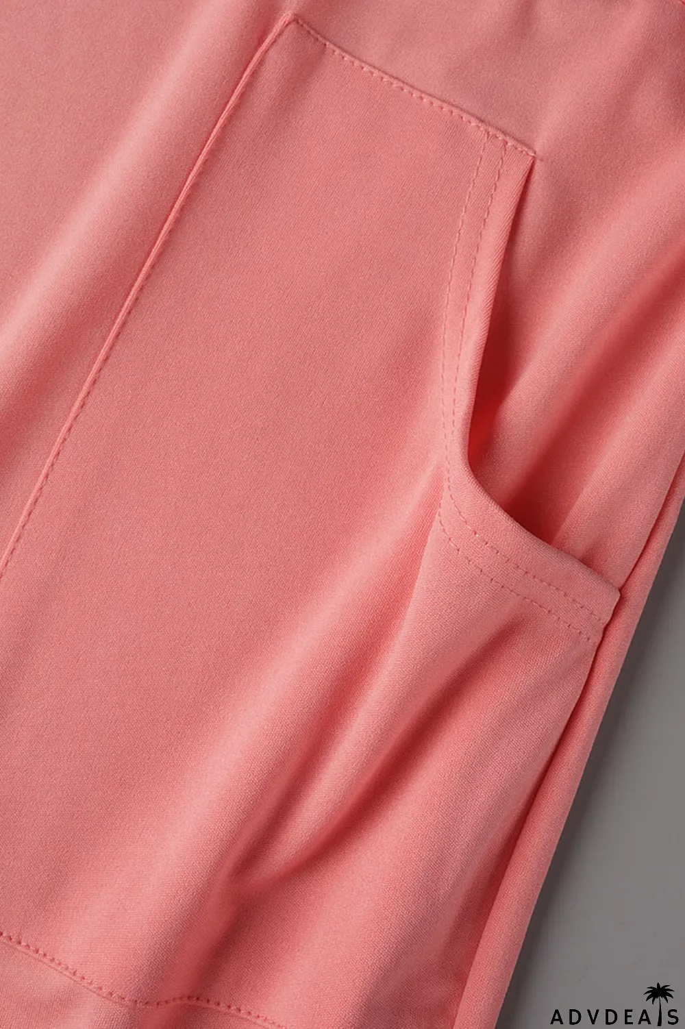 Rose Red Casual Solid Split Joint V Neck Straight Jumpsuits