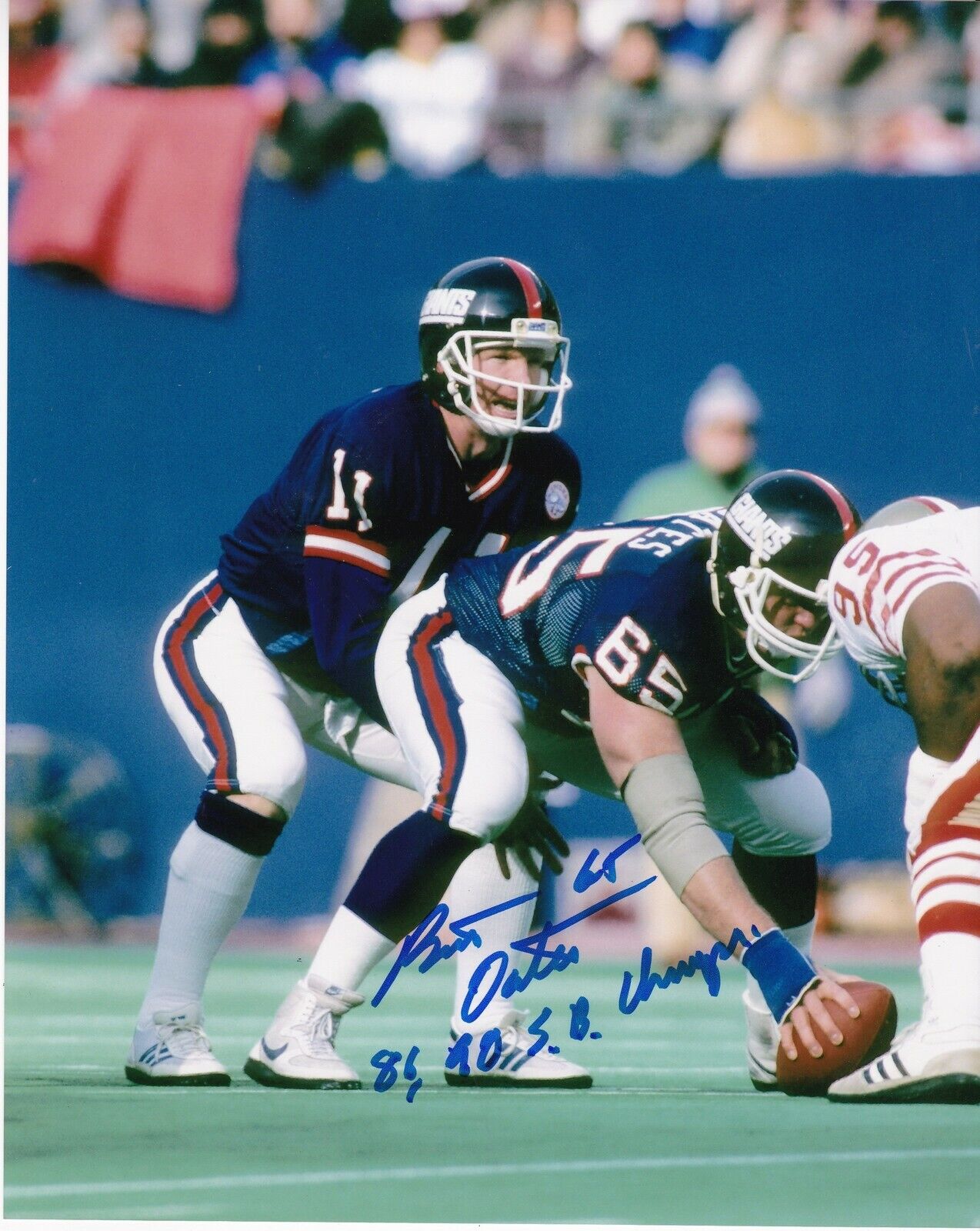 BART OATES NEW YORK GIANTS 86,90 SB CHAMPS ACTION SIGNED 8x10