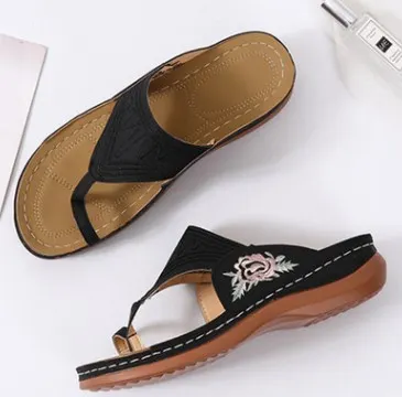 Yyvonne Women's Fish Mouth Heel Shoes Large Size Women's Shoes Embroidered Slippers Women's Shoes