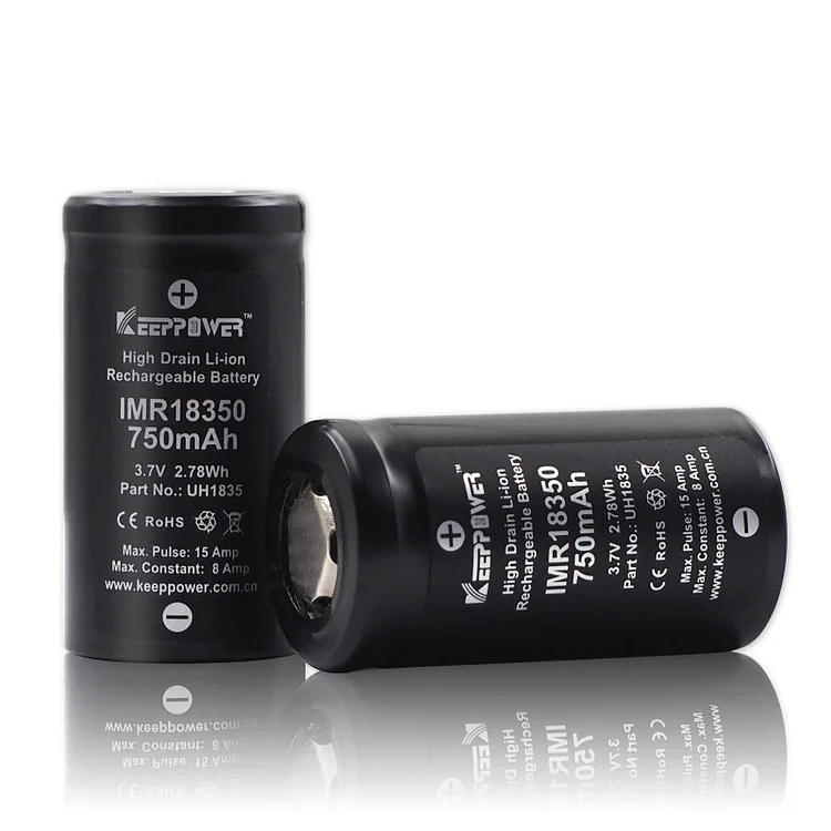 KeepPower 15A Max Discharge KP IMR 18350 battery 750mAh Li-ion  UH1835 Rechargeable Battery (pack of 2)