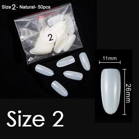 50pcs/bag Sold by separate size 10 sizes available size 0 1 2 3 4 5 6 7 8 9 false oval fake nail tips YW30-YW39-Nail Inspo