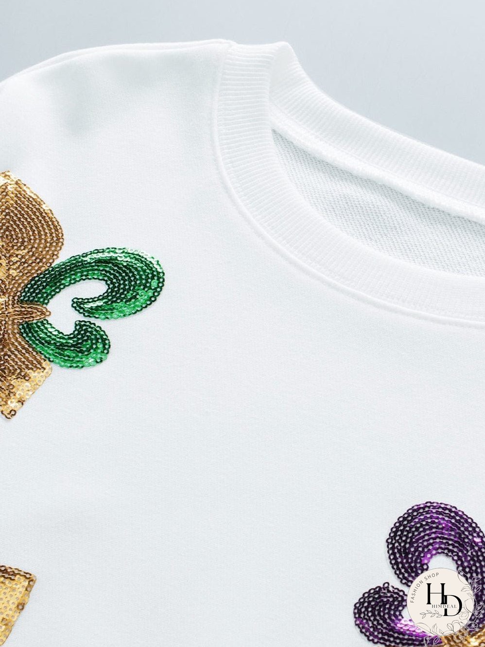 White Carnival Sparkle Graphic Crew Neck Sweatshirt