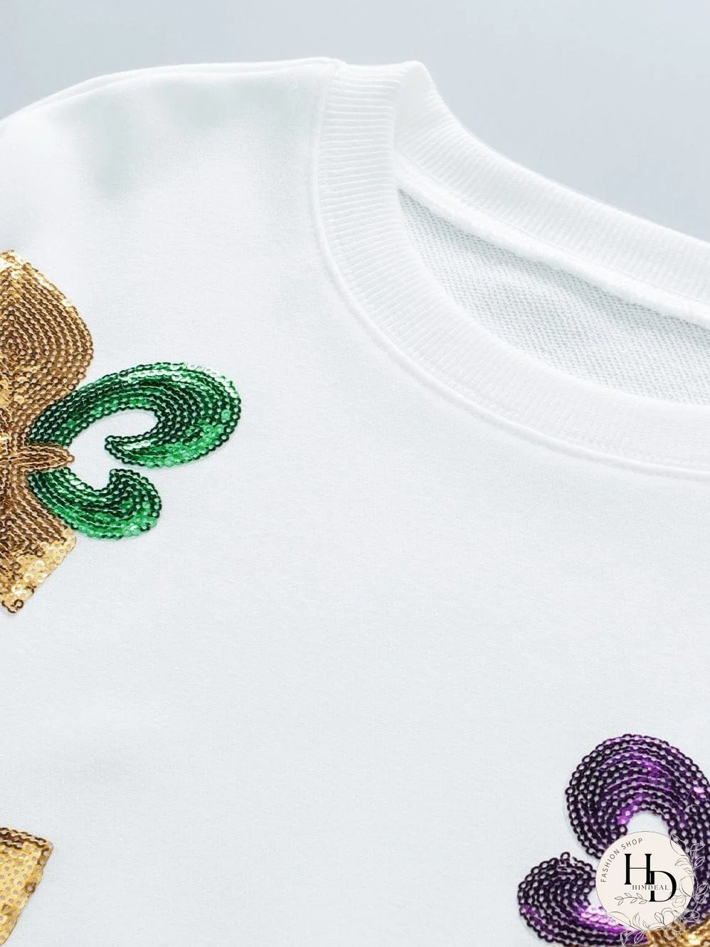 White Carnival Sparkle Graphic Crew Neck Sweatshirt