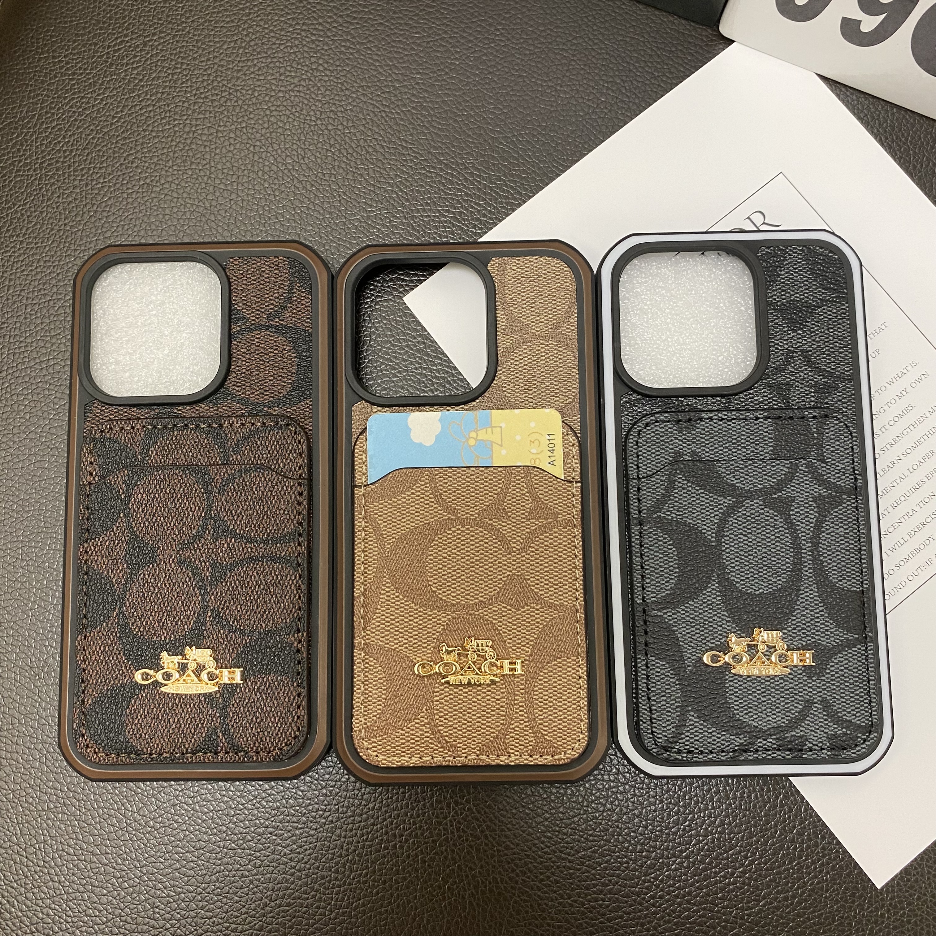 Luxury Coach Back Card Slot Leather Apple iPhone Case