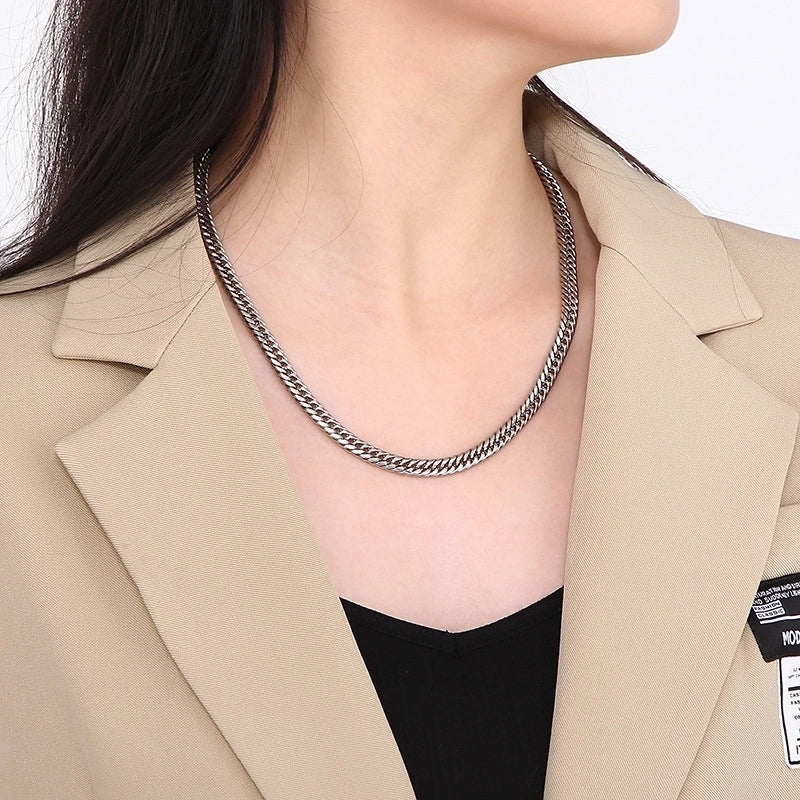 Hip-hop Retro Solid Color Titanium Steel Chain Men’s Necklace