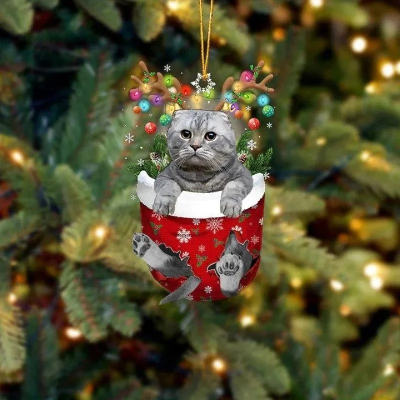 VigorDaily Cat In Snow Pocket Christmas Ornament SP183