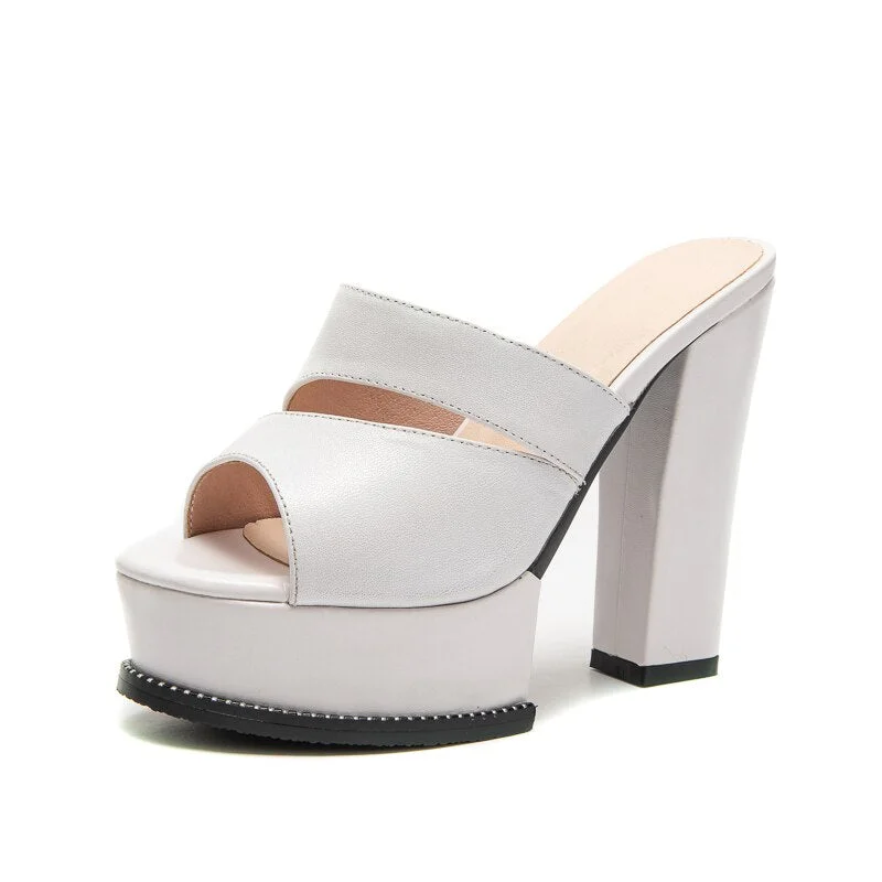 Gdgydh Open Toe Women Heels Sandals Genuine Leather Thick Heels Sexy Shoes For Women For Summer For Party High Quality Big Size