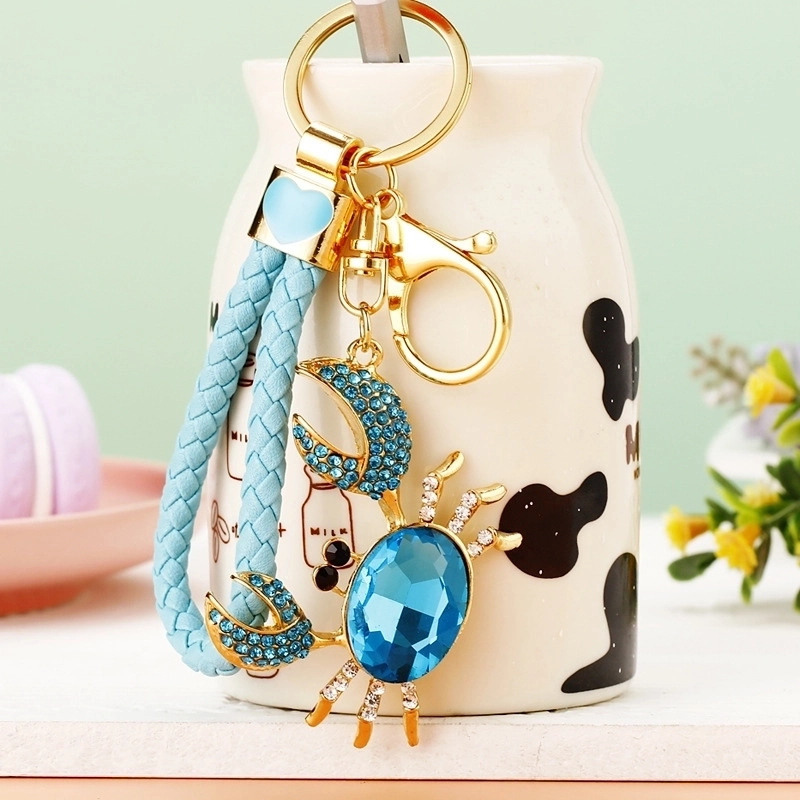 Cute Minimalist Crab Metal Inlay Rhinestones Women’s Keychain