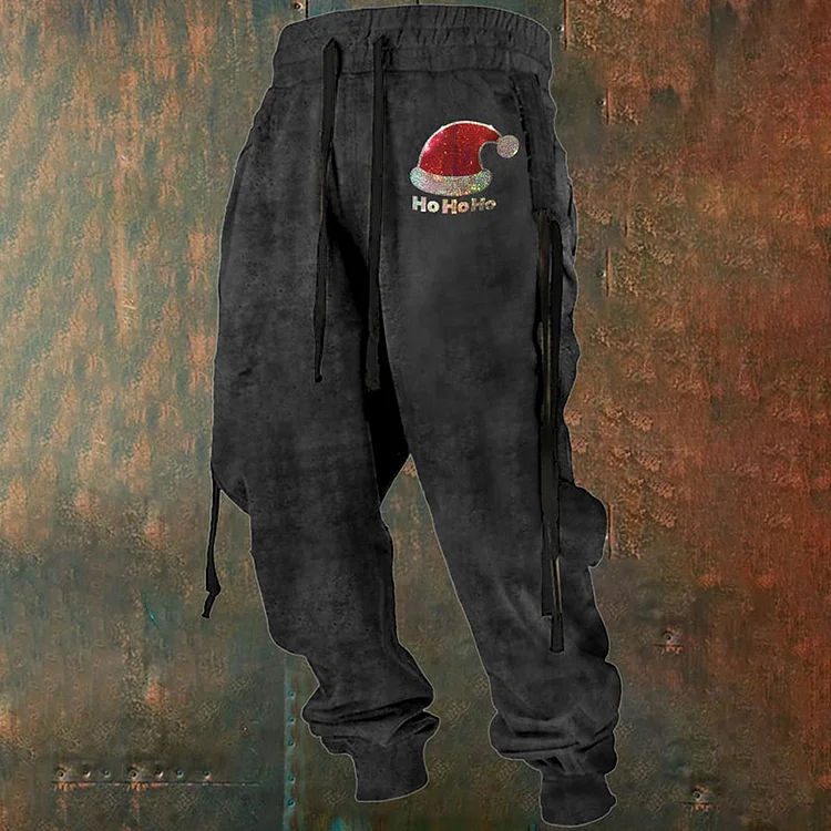 Men's Stylish Casual Christmas Hat Printed Sweatpants