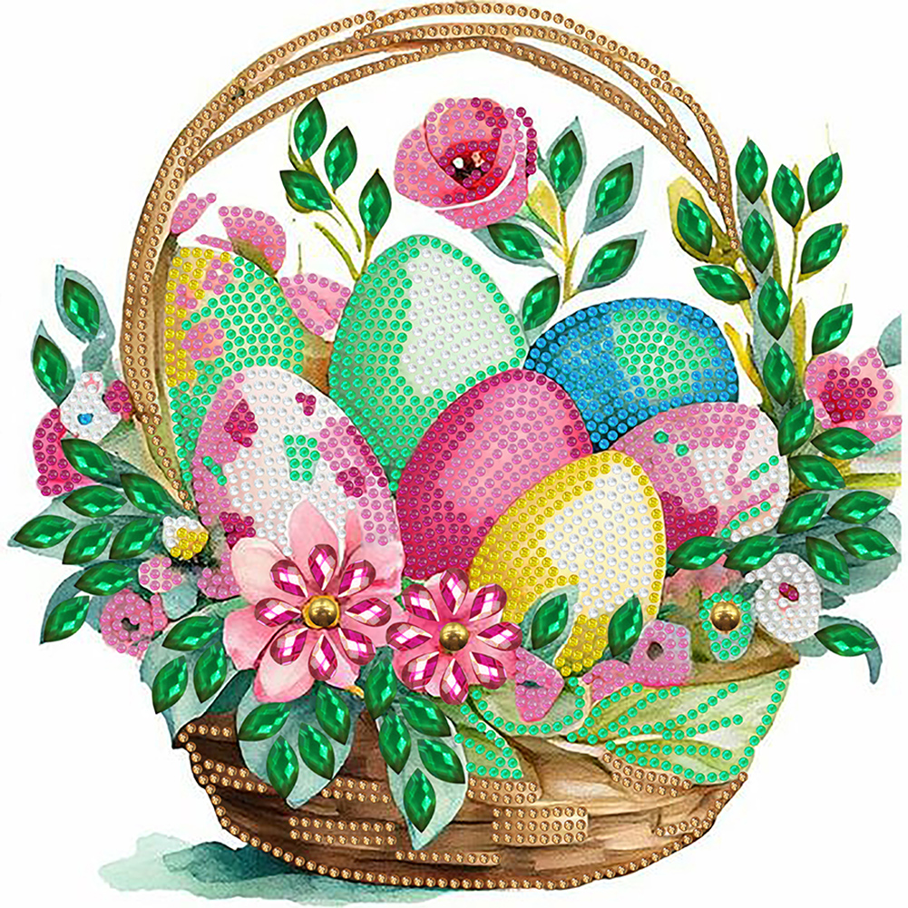 Basket Bouquet With Easter Eggs 30*30cm(canvas) special shaped drill diamond painting