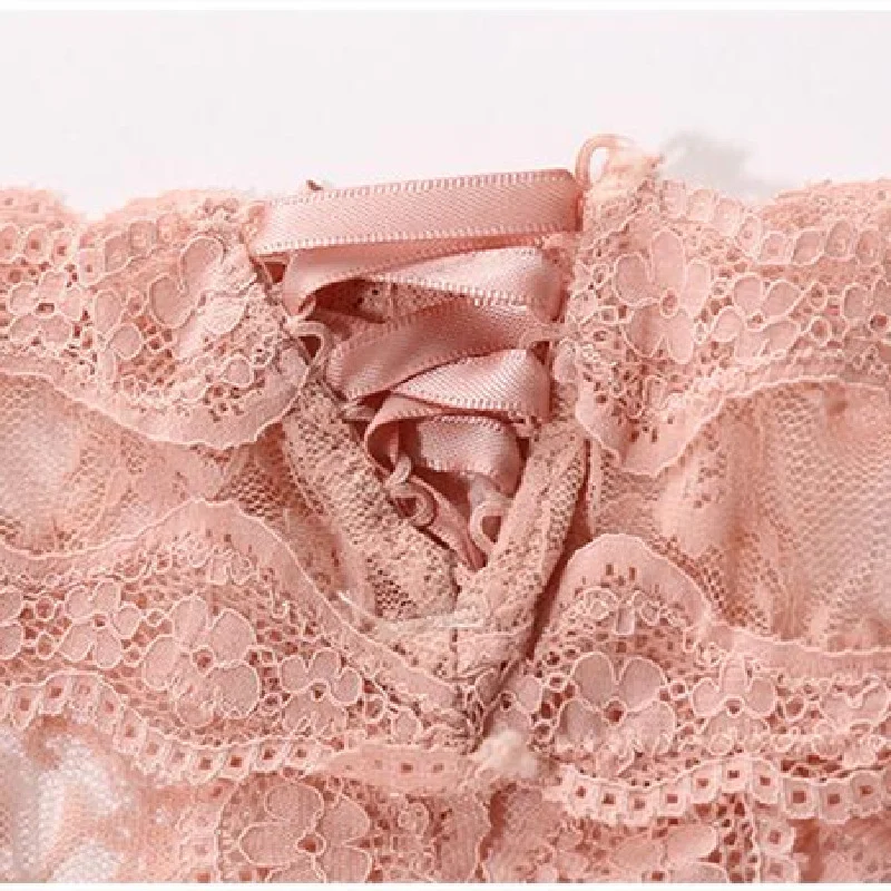 Athvotar Athvotar Rear Ribbon Ribbon Lace Side Trousers Low-Rise Cotton Crotch Large Size Elastic Lace T-Trousers