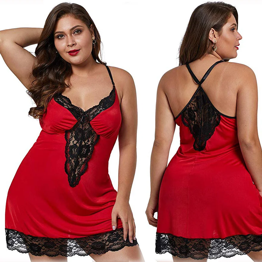 Churchf Sex Lingerie Sexy Plus-Size Women's Sling Lace Lace Satin Cloth Pyjab