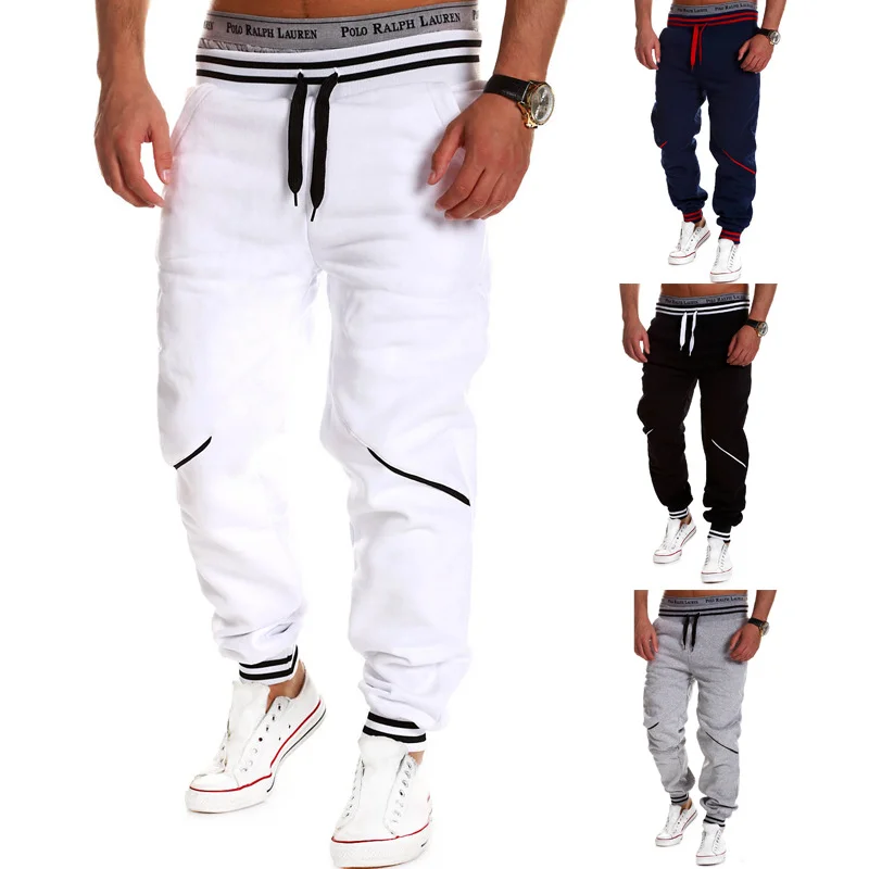 Men's casual color contrast stitching sports trousers