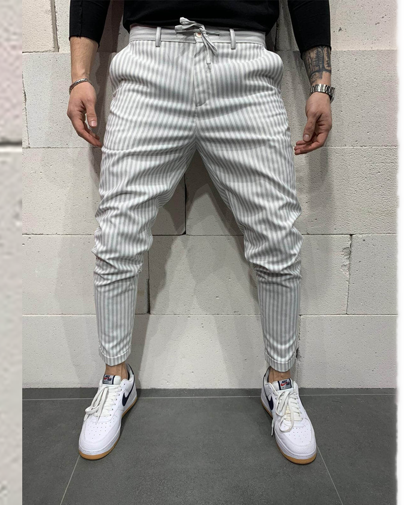 Men's lace-up striped pants