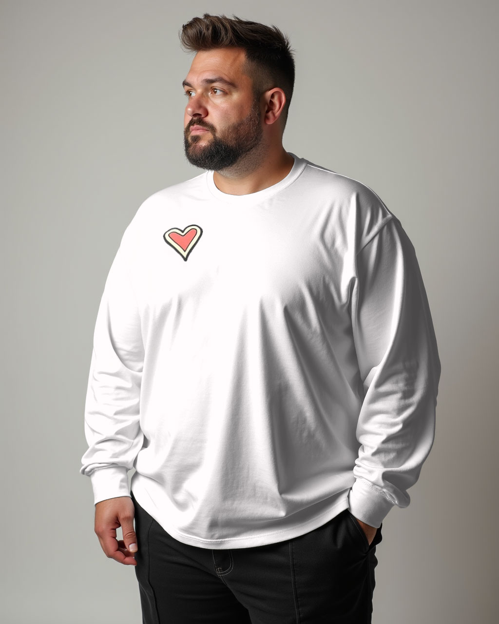 Plus Size Couple Front And Back Eros Printed Long Sleeve T-Shirt