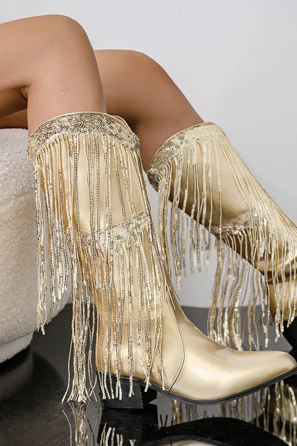 Casual Fringed Mid-calf Boots