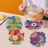 4PCS Diamond Painted Wooden Flower Placemats Insulated Dish Mats Comes with Mats