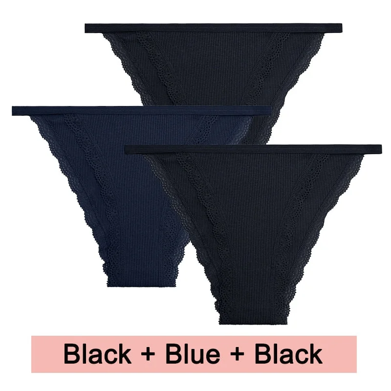 3PCS/Set Lace Women Panties Cotton Underwear Female Lingerie Sexy Panties for Female Intimates Finetoo Ladies Lace Pantys S-XL