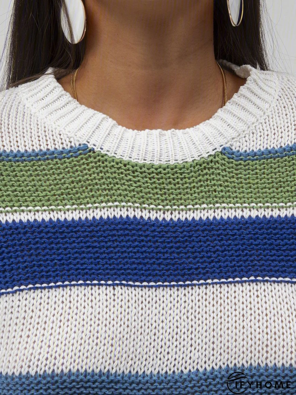 Multicolor Striped Long Sleeve Statement Sweater | IFYHOME