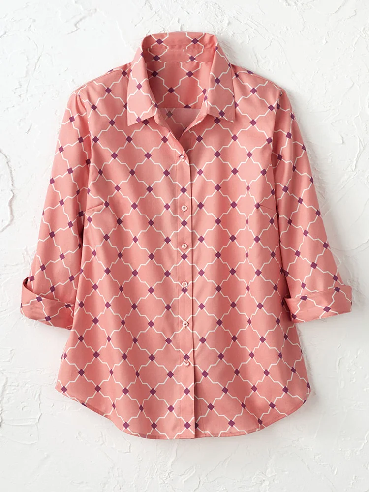 Women's Casual Simple Print Cotton Shirt