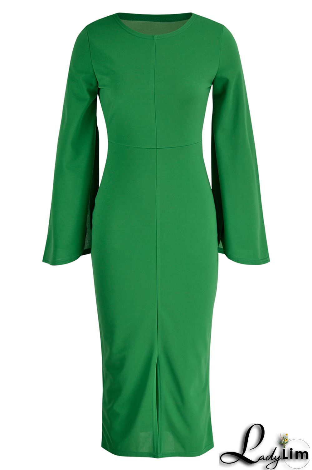 Red Fashion Casual Solid Patchwork Slit O Neck Long Sleeve Dresses