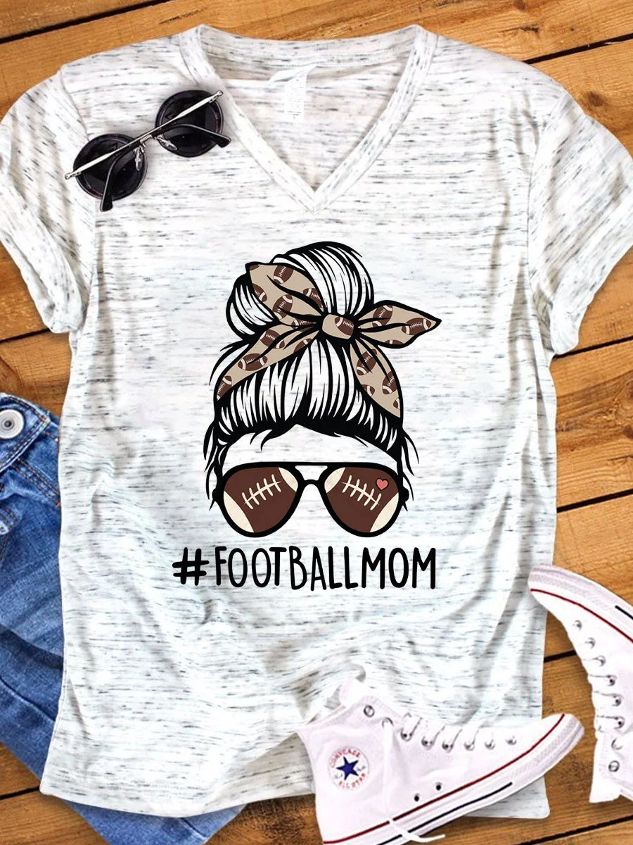 Football Mom V-neck T-shirt
