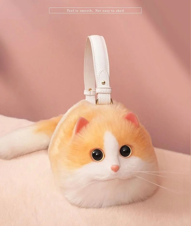 Fluffy Orange Cat Bag Cat Purse