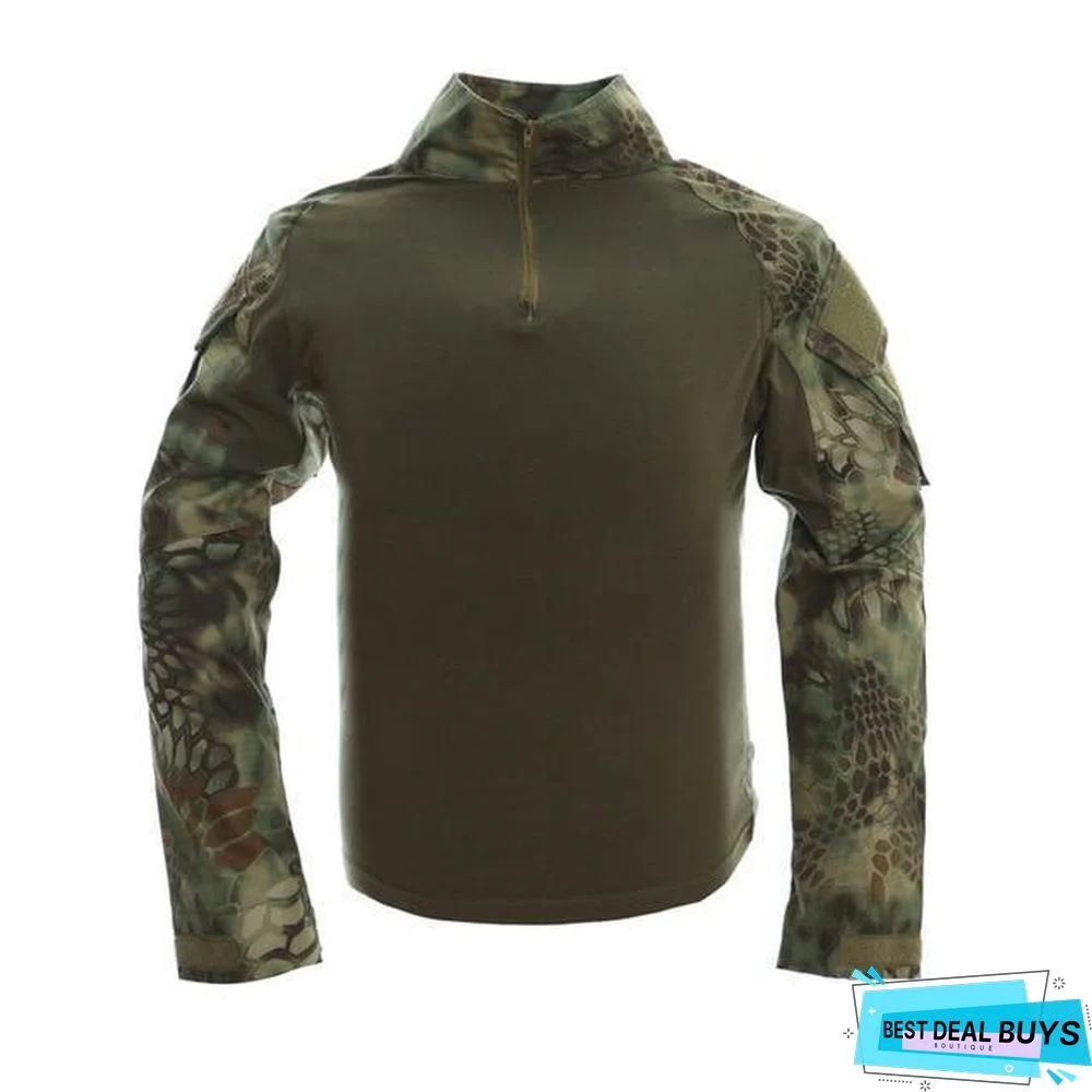 Camouflage Colors Army Combat Uniform Military Shirt Cargo Airsoft Paintball Tactical Cloth with Elbow Pads
