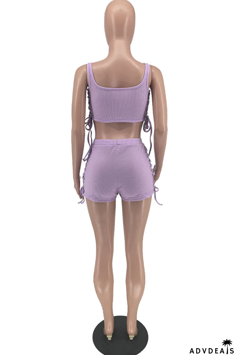 White Casual Print Bandage U Neck Sleeveless Two Pieces