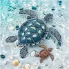 Turtle Beach Full 14CT 2 Strands DIY Counted Cross Stitch Kits for Beginners Adults Home Decor Cross Stitch Patterns Arts Craft Kits 15.6x15.6In tapestrymarket