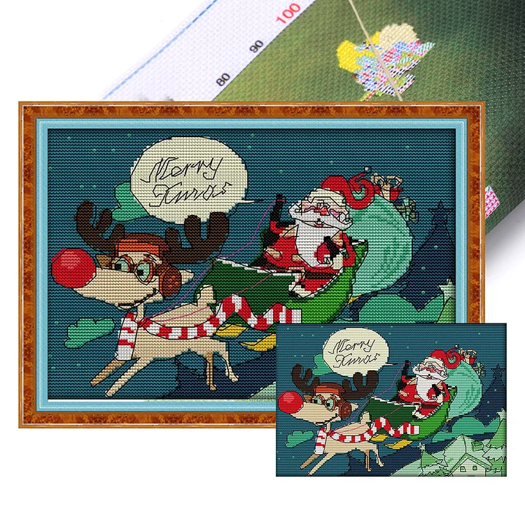 Joy Sunday-Merry Christmas (31*21cm) 14CT Stamped Cross Stitch gbfke