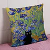 Van Gogh Iris Flower Cross Stitch Pillow Cover Kit 11CT Stamped 3-Strand Embroidery 45x45cm