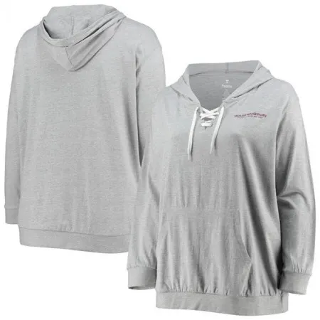 Women's Washington Commanders Heathered Gray  Lace-Up Pullover Hoodie WW42