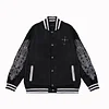 Chrome Hearts Embroidered Sleeve Varsity Jacket - Black Streetwear Coat 5577