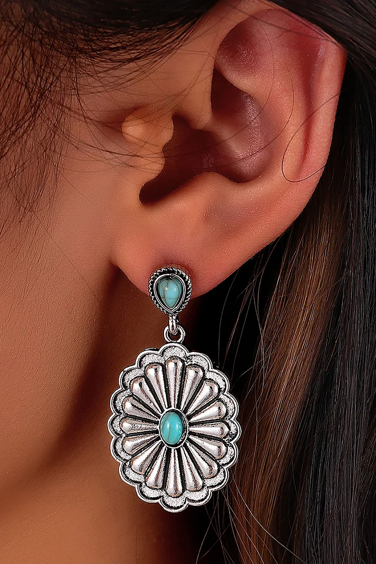 Vintage Bohemian Oval Turquoise Earrings