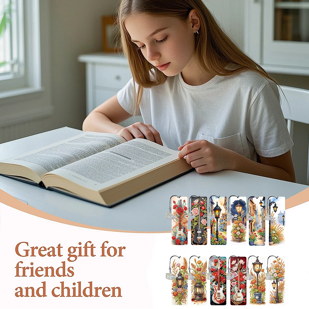 12Pcs Flower Scenery DIY Diamond Painting Bookmarks for Reading Enthusiasts