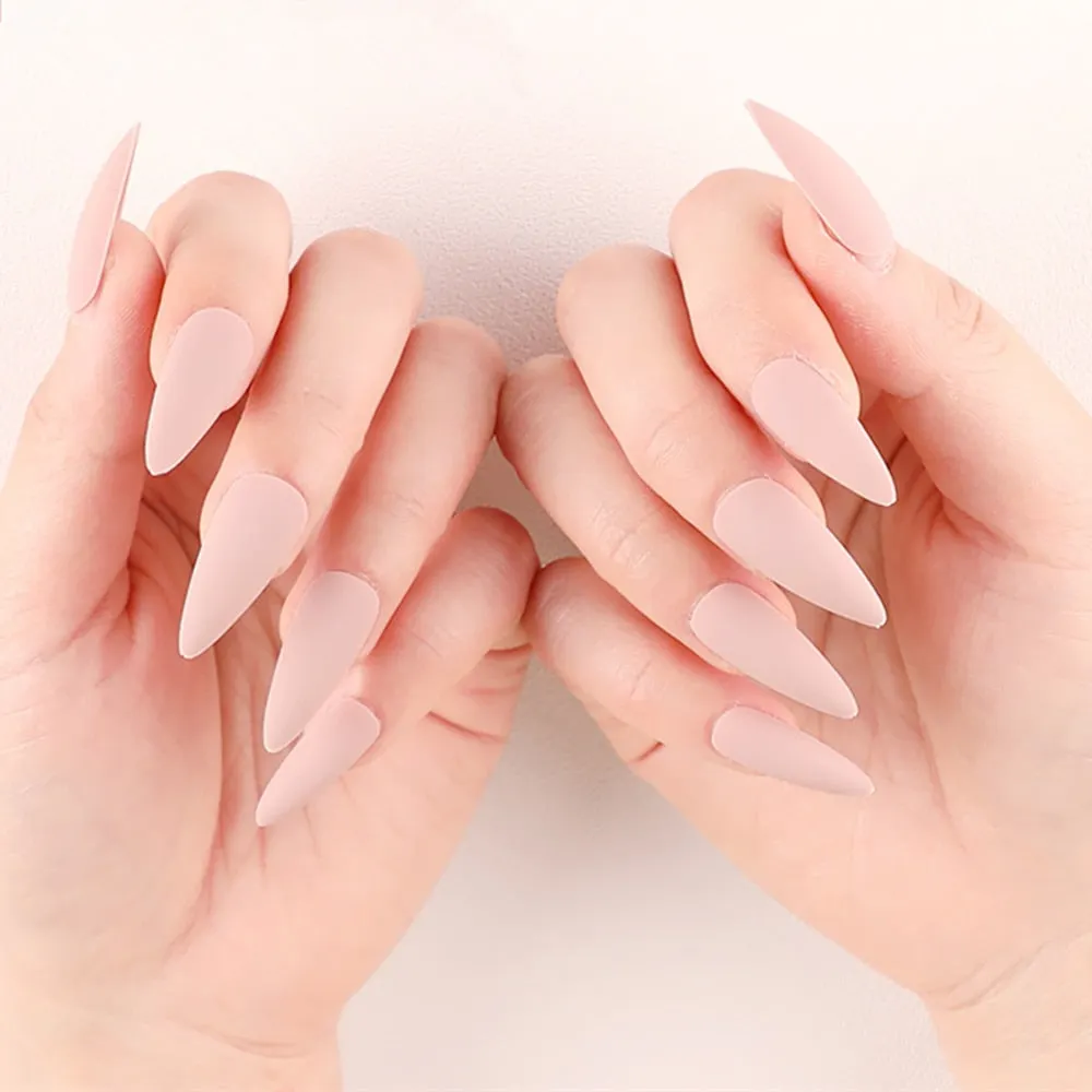 24Pcs Press On Matte Ballerina Coffin Fake Nails With Design Artificial False Nails DIY Finger Tips Manicure Tool-Nail Inspo