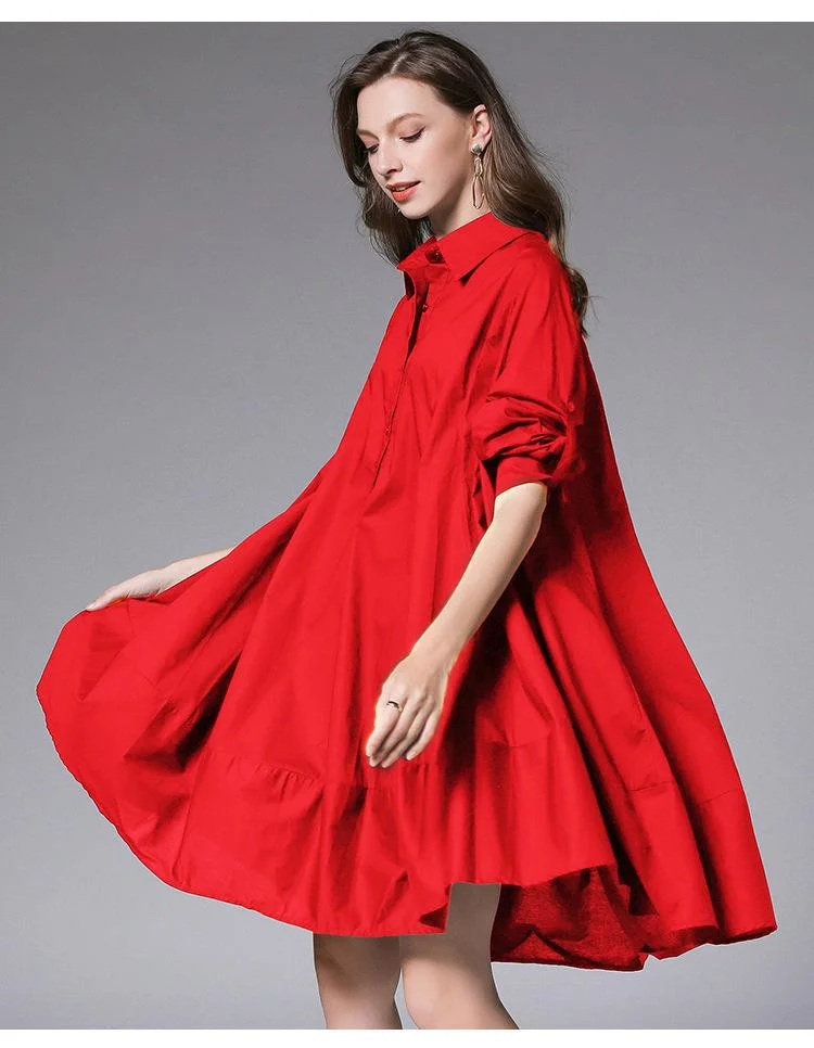 Women's new fashion midi shirt dress