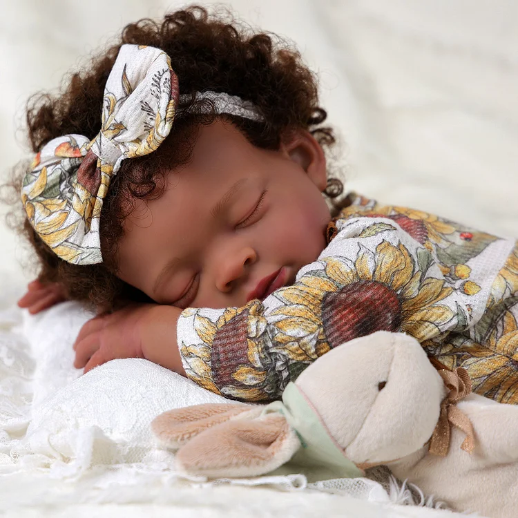 Babeside Laney 20'' Realistic Reborn Baby Doll African American Lovely Boy Sleeping Sunflower