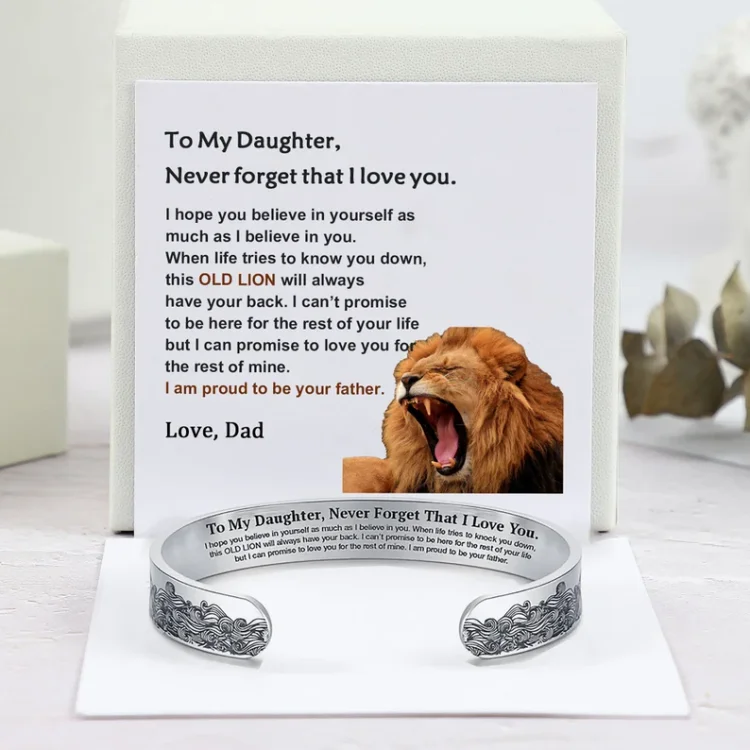 To Daughter- Wave Cuff Bangle Bracelet with Gift Box "I am proud to be your father"