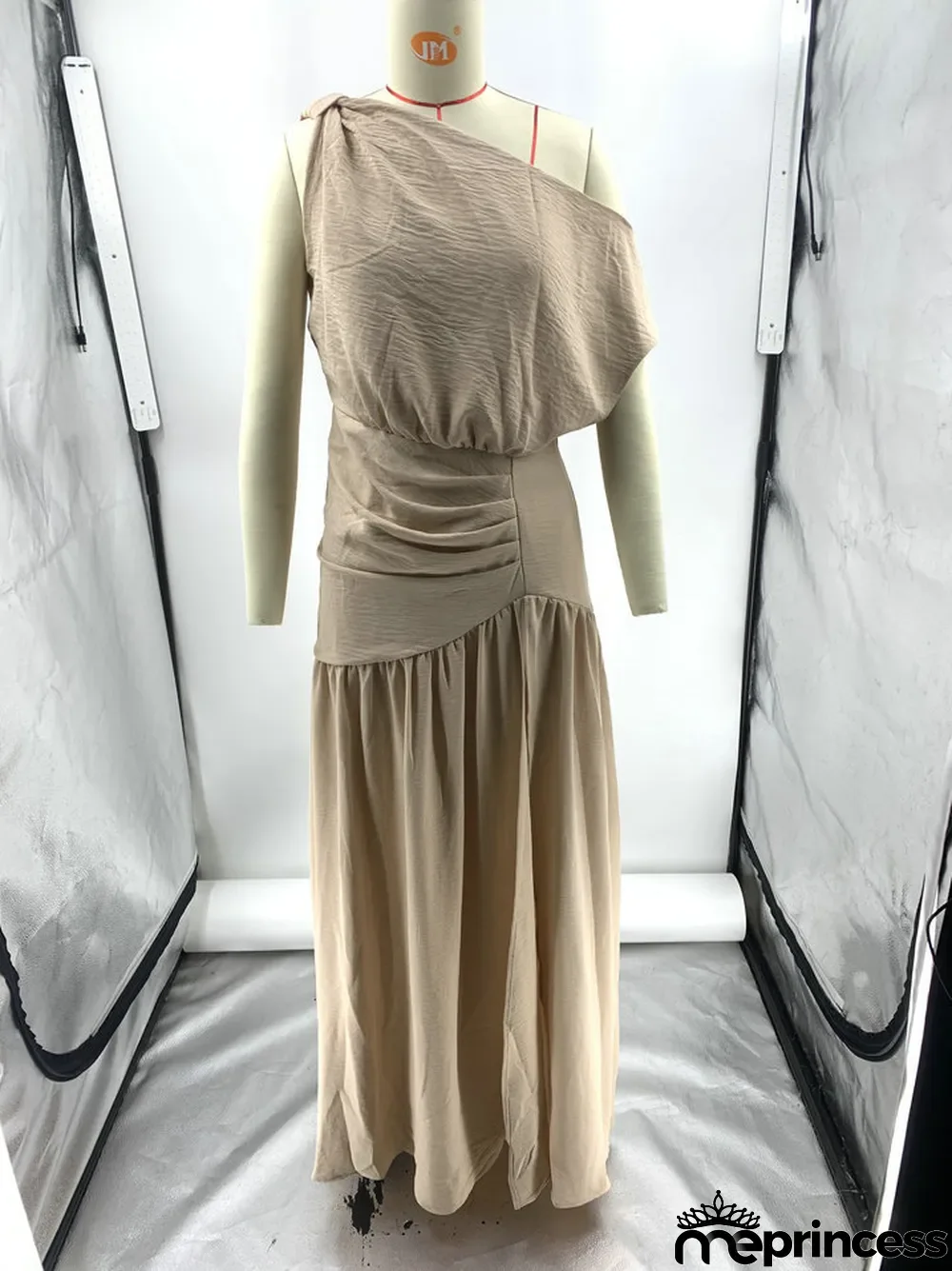 Solid Sexy Slash Shoulder Off-Shoulder Slim Waist Slit Gown Dress