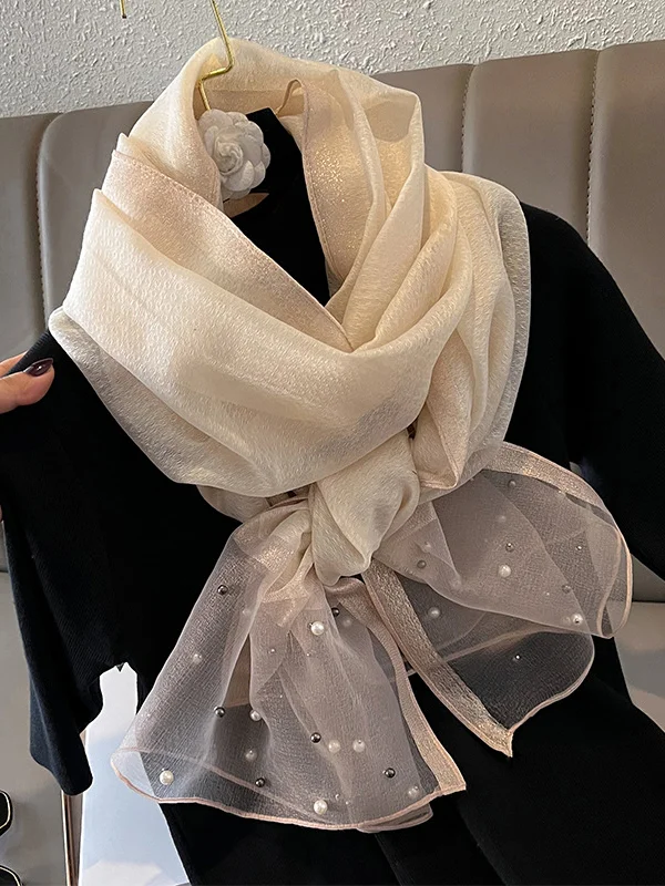 Sun-Protection Beaded See-Through Shawl&Scarf