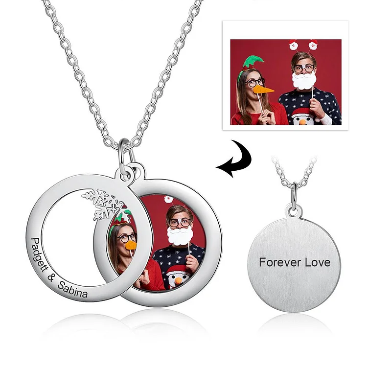 Christmas Photo Personalized Necklace Whit Engraving