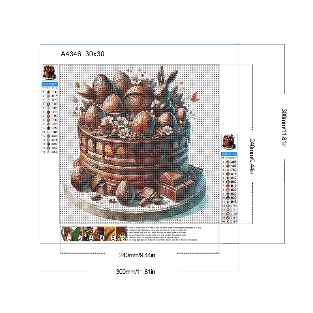 Full Round Diamond Painting 30*30cm - Easter Chocolate Cake