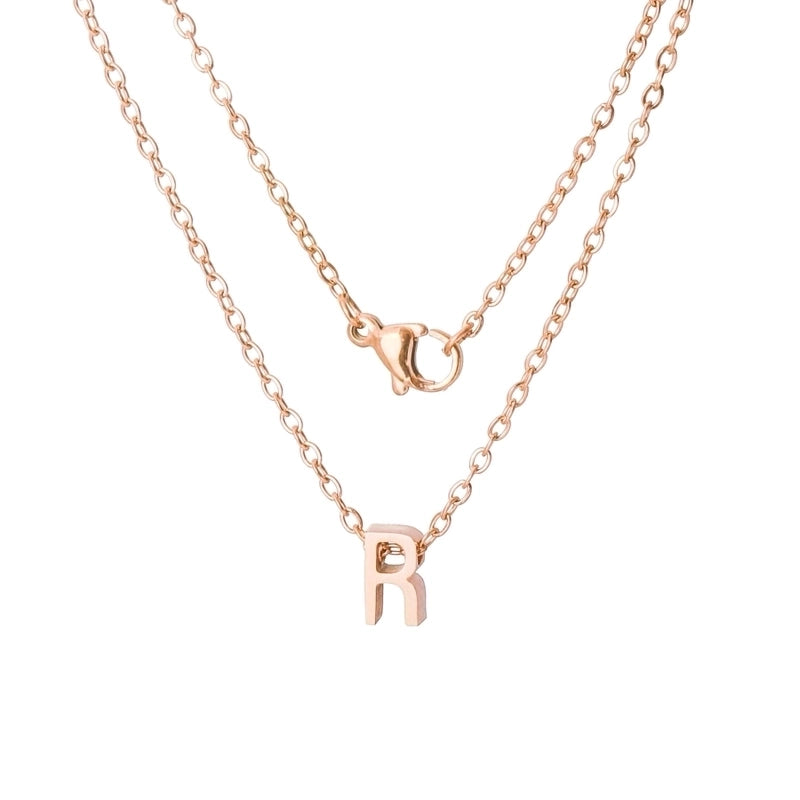 Stainless Steel Rose Gold Plated Minimalist Letter None Pendant Necklace