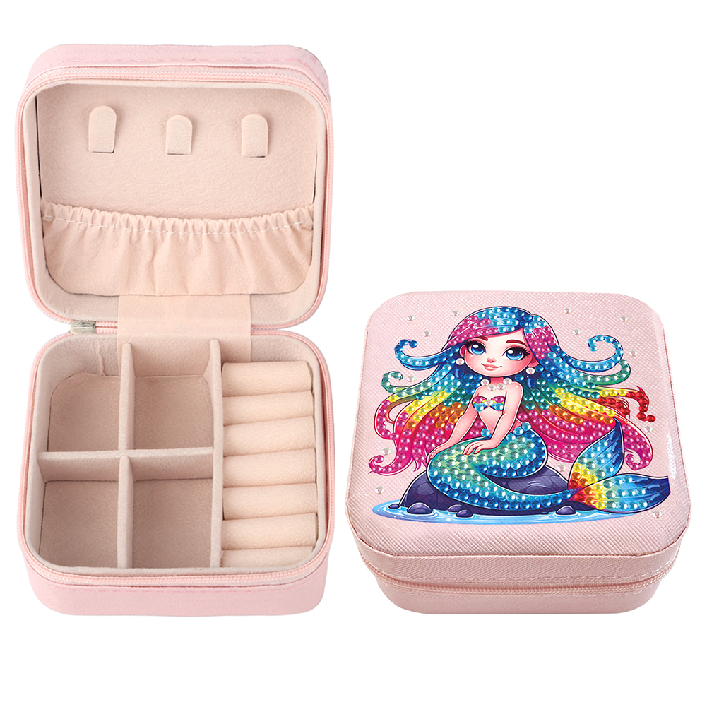 Special Shape Mermaid 5D DIY Diamond Painting Jewelry Box for Art Crafts